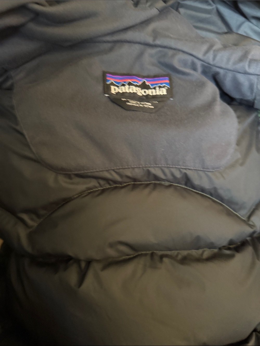 Patagonia M Bivy down vest blue green brown hooded snap front great condition - Picture 9 of 9
